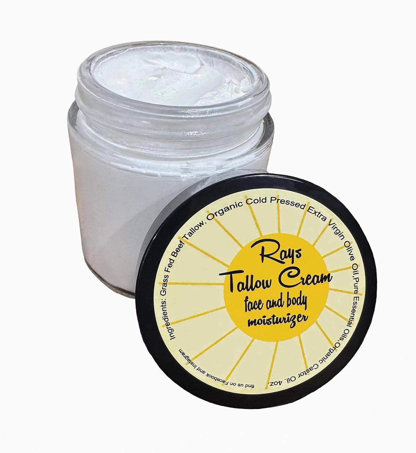 100% Grass Fed Beef Tallow for Skin Care - Face   Body - Whipped Moisturizer - 4 oz. - with 100% Pure Essential Oils - Lavender Orange