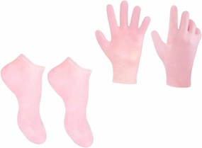 1Set Exfoliating Moisturizing Sock and Glove for Foot Care Gentle Treatment for Calluses Dry Skin Pink Socks