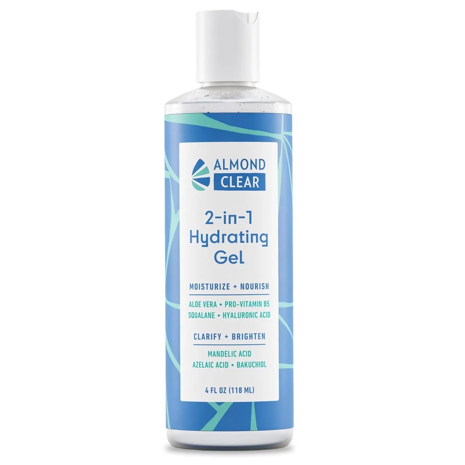 2-in-1 Hydrating Gel | Lightweight Mandelic Acid Moisturizer for Oily, Blemish-Prone Skin | Aloe Vera, Squalane, Hyaluronic Acid, Mandelic Acid, Bakuchiol | 4 oz
