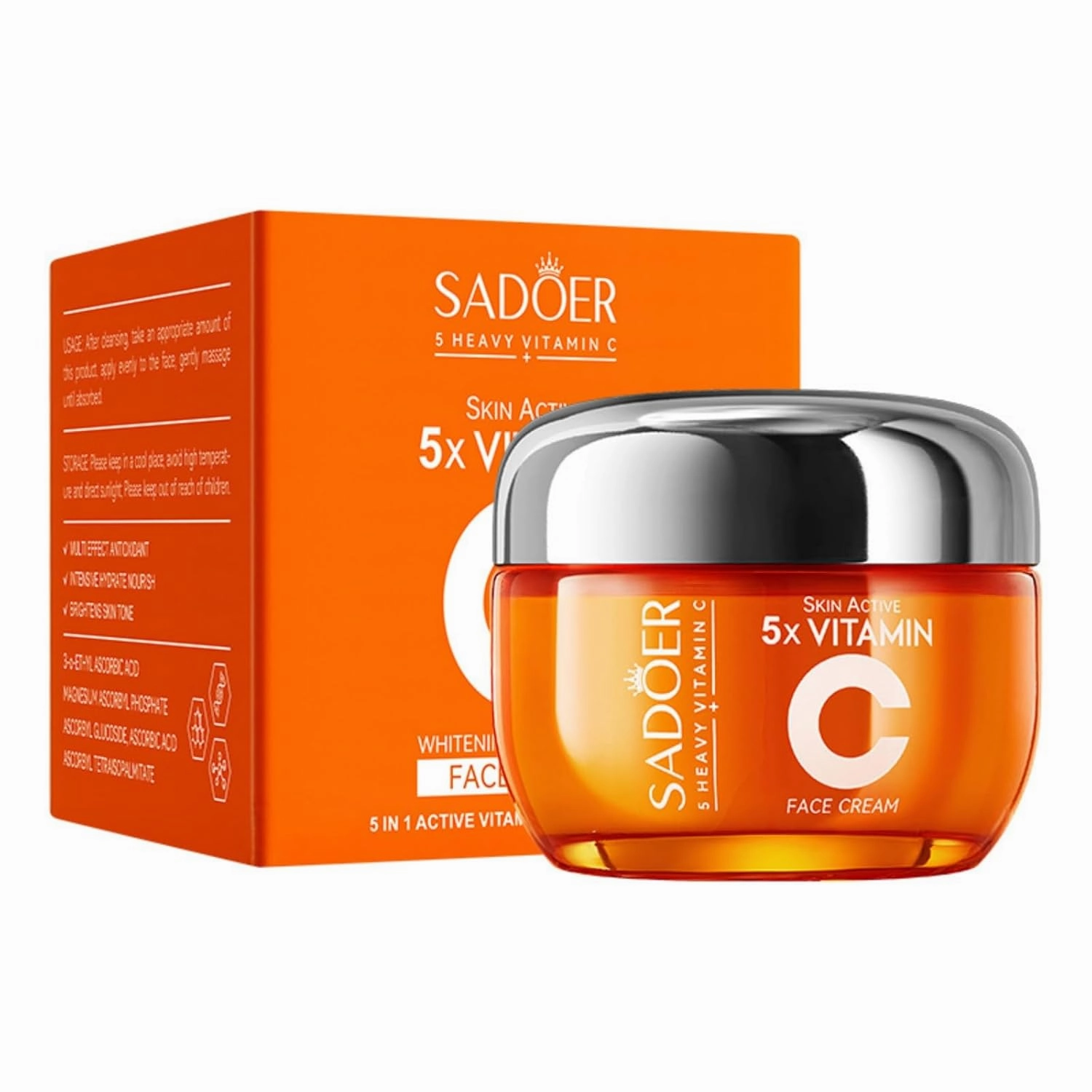 2 Pack For Sadoer 5x Vitamin C Facial creams,Face Moisturizer,Firming Hydrating Face Cream Lotion,Facial Skin Care Products,Brighten skin tone.Deeply moisturizes hydrates the skin 50g
