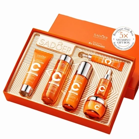 2 Pack For SADOER 5X Vitamin C Skin Care Gift Box Set,Face Treatment Collection,Skin Care Kit,Cleansing Moisturizing Skin Care,Contains cleansing lotion toner toning facial creams eye creams serum