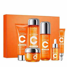 2 Pack For SADOER 5X Vitamin C Skin Care Gift Box Set,Facial Treatment Collection,6 Piece Skin Care Kit,Cleansing Moisturizing Skin Care,Contains cleansing lotion toning facial cream eye cream serums