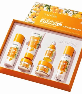 2 Pack For SADOER Vitamin C Sea Buckthorn Skin Care Set.6 Piece Facial Care Collection,Skin Care Kit,Cleansing Moisturizing Skin Care Collection,cleansing lotion toning face cream eye cream serum