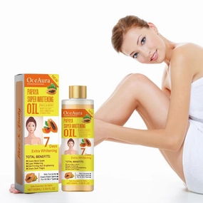 2pcs Papaya Super Whitening Oil Face & Body Moisturizer Nourishing Whitening Body Oil Body MassageSkin Papaya Oil 3.38 oz
