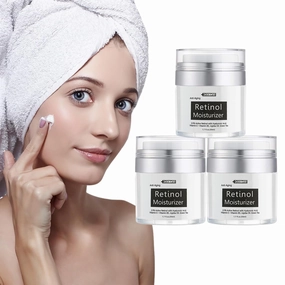 3Pcs Face Moisturizer Retinol Cream Anti Aging Wrinkles Fine Lines Skincare Neck Eye Firming Moisturizing Nourishing Day Night Face Cream 2.5% Retinol Hyaluronic Acid Vitamin E Jojoba Oil 1.7fl.oz