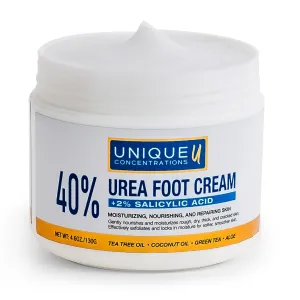 40% Urea Foot Cream with 2% Salicylic Acid – Urea Cream 40 Percent for Feet Maximum Strength – Dry Skin Hand & Foot Moisturizer with Hyaluronic Acid & Aloe Vera 4.6 oz