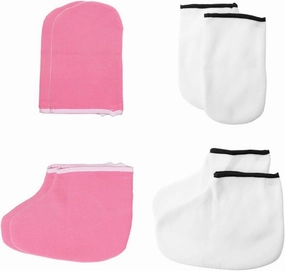 4pairs Moisturizing Exfoliating Gloves and Foot Covers Skin Care Tools for Dry Cracked Feet and Hands Comfortable and Easy to Clean for Spa and Home Use