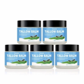 5 Pack Organic Grass-Fed Beef Tallow Balm with Raw Honey, Grass Fed Beef Tallow Face Moisturizer, Natural Tallow Skin Care Cream Body Butter, Nourish and Soothe Dry Skin
