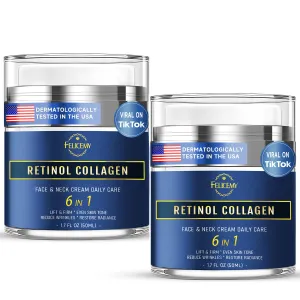 6-in-1 Face Cream for Men, Mens Face Moisturizer, Anti-Aging Face Cream for Men with Retinol Collagen & Hyaluronic Acid, Eye Bags & Dark Spot Remover, After Shave Lotion 2-Pack