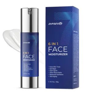 6-in-1 Men's Face Cream – Hydrating, Firming & Oil Control Moisturizer – Smooths Skin Texture, Reduces Shine, Soothes After Shave – Lightweight Daily Skincare for Men, 2.1oz