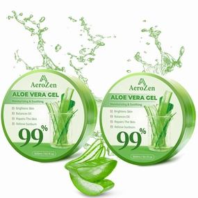 99% Pure & Organic Aloe Vera Gel - 2-Pack (20.2oz) | Daily & Sun Care Hydration | Lightweight, Non-Greasy, Alcohol-Free for Face, Body, Hair | Vegan