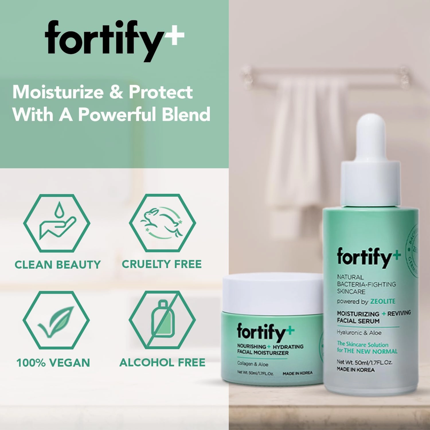 9-in-1 Ultimate Hydration Facial Set - Nourishing Moisturizer & Serum Duo, Dermatologist Tested - Hydrates & Protects Skin Barrier, Clean Beauty, Made in Korea - 2 x 50ML/1.7Fl Oz