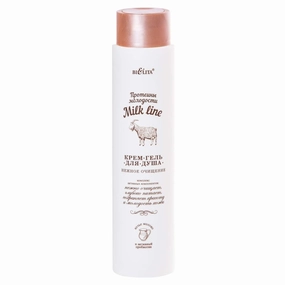 & Vitex Milk Line Gentle Cream-Gel for Shower for All Skin Types, 400 ml with Goat Milk Proteins, Active Probiotics, Caffeine, Ginger and Green tea