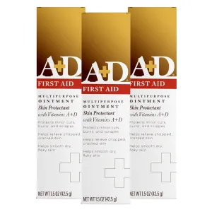 A D First Aid Ointment, Multipurpose Dry Skin Moisturizer and Skin Protectant, 1.5 Oz (Pack of 3)