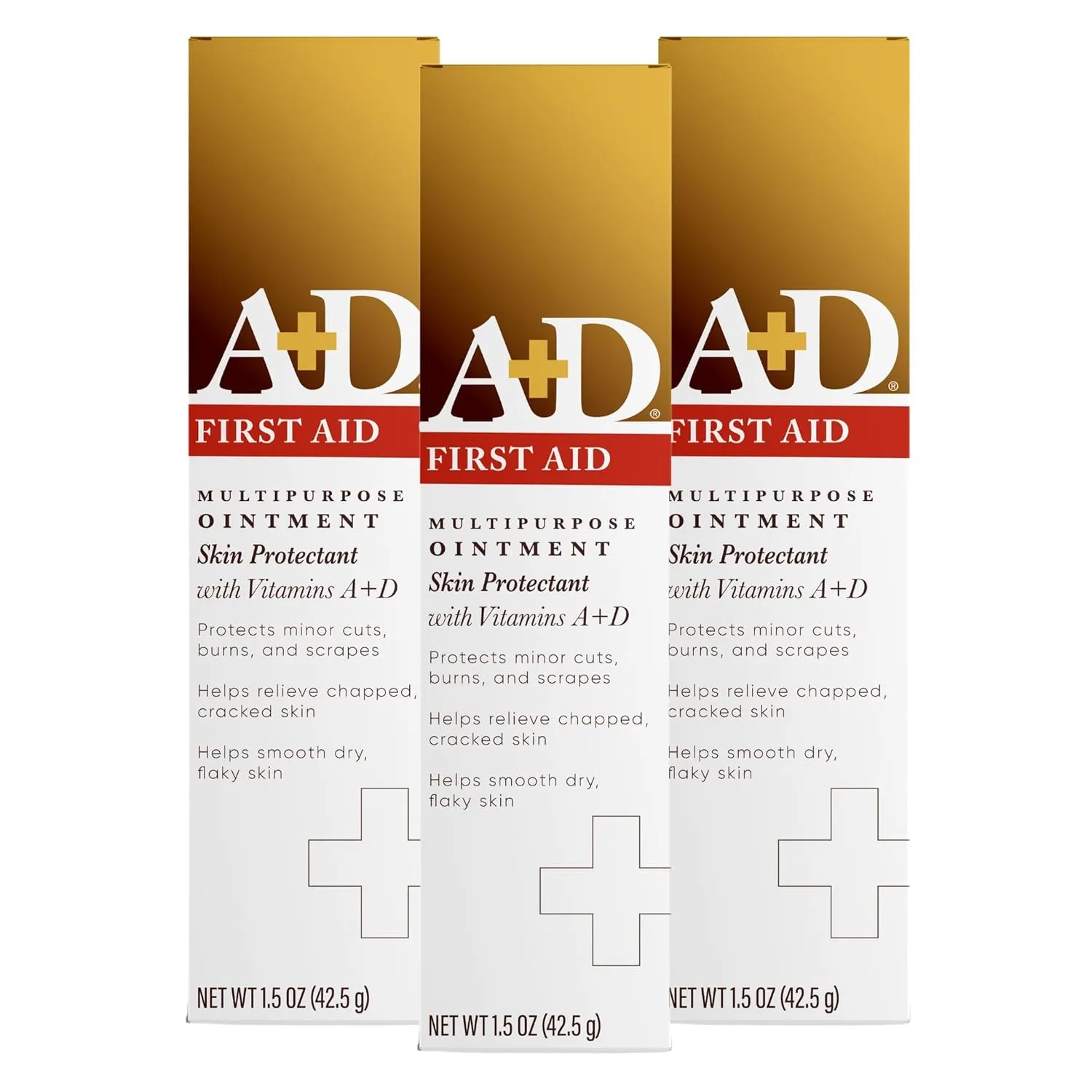 A D First Aid Ointment, Multipurpose Dry Skin Moisturizer and Skin Protectant, 1.5 Oz (Pack of 3)