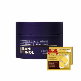 ABERA Belani Retinol Cream for Face, Facial Moisturizer with Collagen Cream and Hyaluronic Acid, Anti-Wrinkle Reduce Fine Lines, Night Anti-Aging For Women (1.01 Fl Oz) (1 Box   2 Eye Patches)