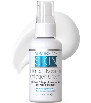 Admire My Skin Collagen Cream Moisturizer For Dry Skin - Hyaluronic Acid Cream - Non Comedogenic Hydrating Cream Eliminates Dull Dry Skin for That Healthy Youthful Glow 2oz