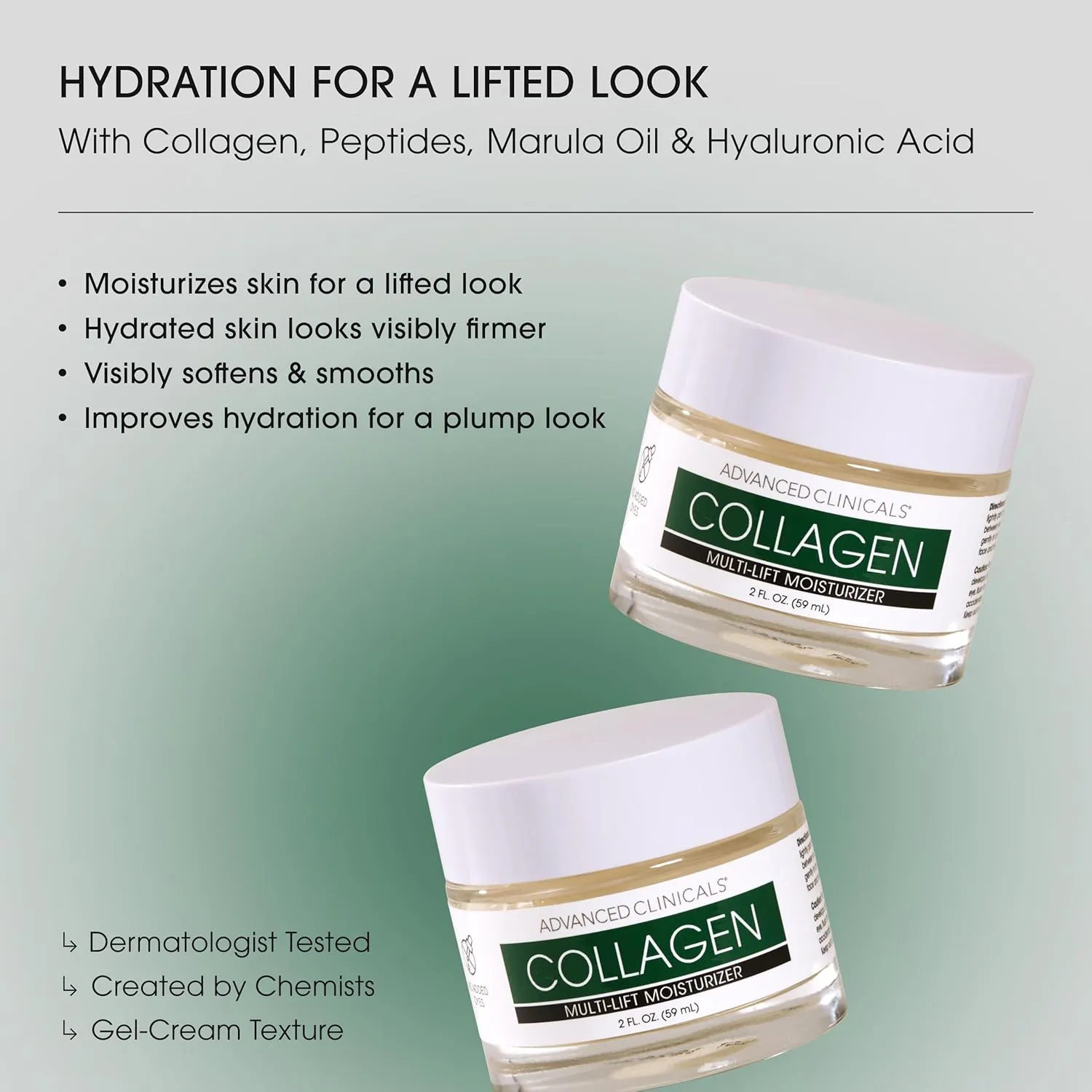Advanced Clinicals Collagen Cream W/Hyaluronic Acid Face Moisturizer   Collagen Body Cream 2pc Skincare Set For Women & Men To Reduce Appearance Of Wrinkles, Fine Lines, & Uneven Skin Tone, 2pc Set