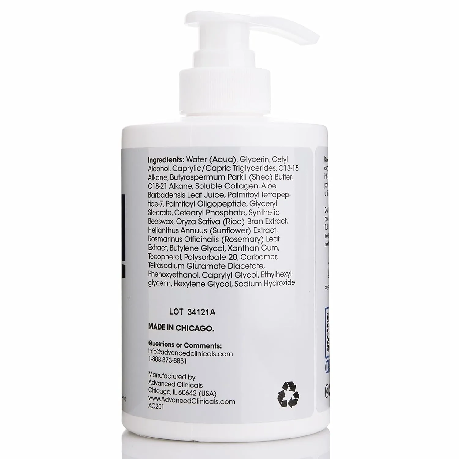 Advanced Clinicals Collagen Lotion   Peptide Cream Dry Skin Rescue Face & Body Moisturizing Skin Care Cream To Lift, Firm, & Tighten, Anti Aging Skincare Moisturizer Hydrates Skin, Large 15 Fl Oz