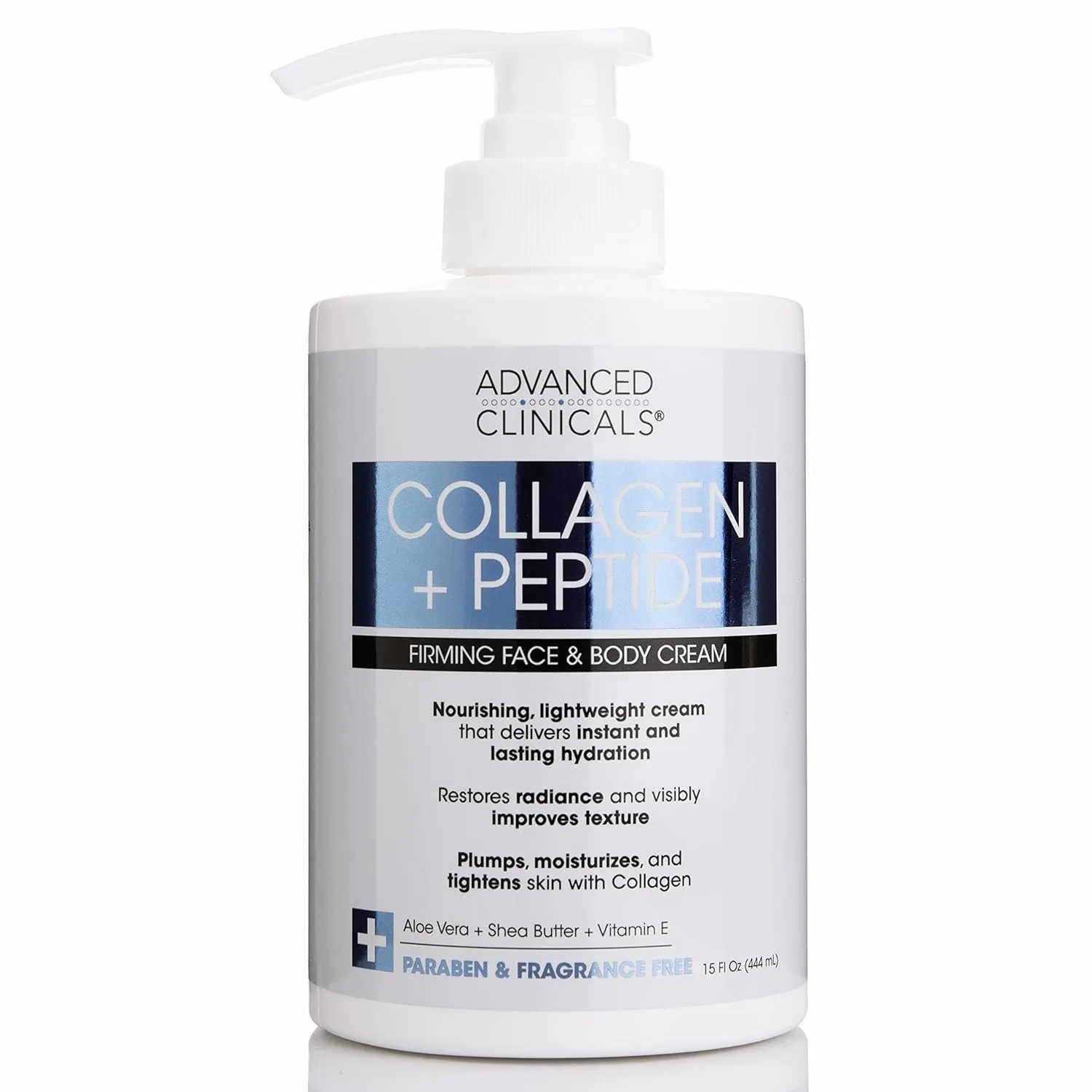 Advanced Clinicals Collagen Lotion   Peptide Cream Dry Skin Rescue Face & Body Moisturizing Skin Care Cream To Lift, Firm, & Tighten, Anti Aging Skincare Moisturizer Hydrates Skin, Large 15 Fl Oz