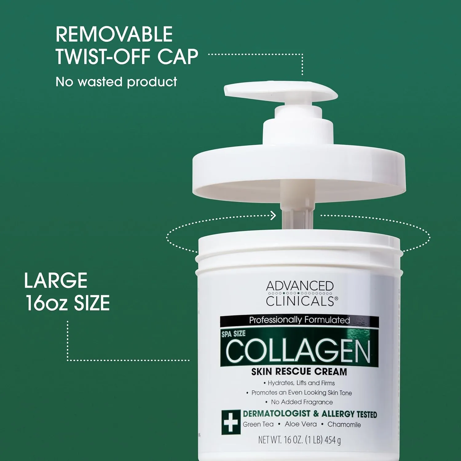 Advanced Clinicals Hyaluronic Acid Moisturizer   Fragrance Free Collagen Cream Face Moisturizer & Body Lotion 2pc Skincare Set For Women & Men Helps Reduce Appearance Of Crepey Skin & Dry Skin, 2pc