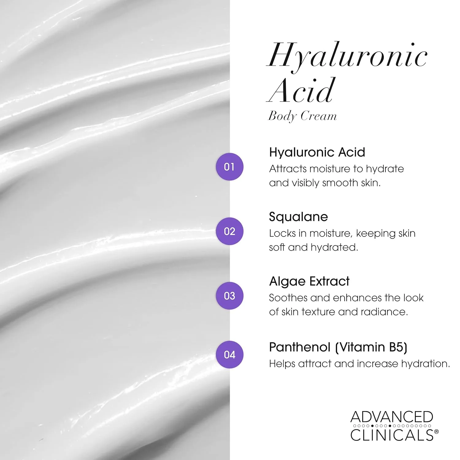 Advanced Clinicals Hyaluronic Acid Moisturizer   Fragrance Free Collagen Cream Face Moisturizer & Body Lotion 2pc Skincare Set For Women & Men Helps Reduce Appearance Of Crepey Skin & Dry Skin, 2pc