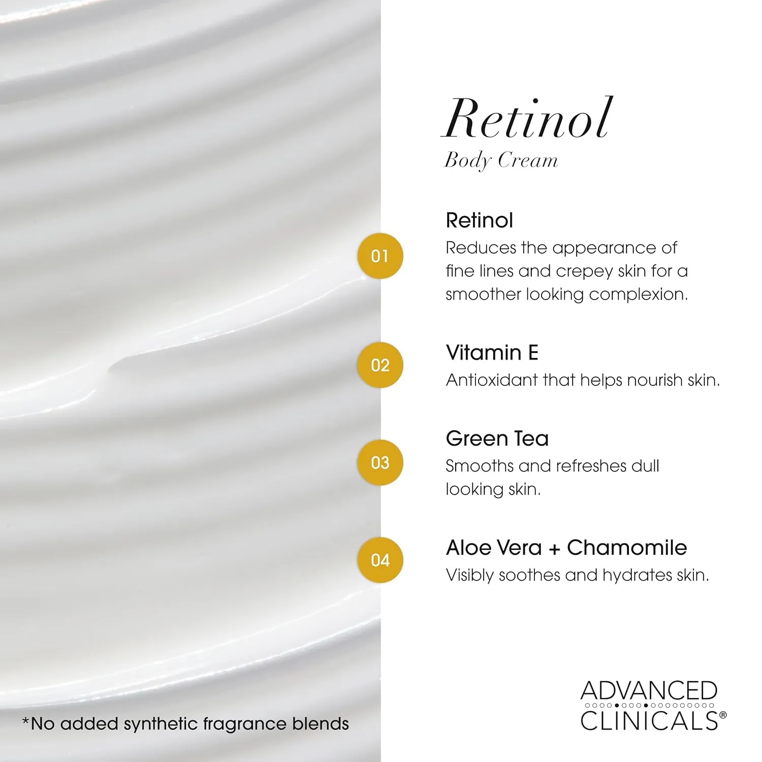 Advanced Clinicals Retinol Body Lotion   Collagen Cream Fragrance Free Face Moisturizer & Body Cream 2pc Skincare Set For Women & Men Helps Reduce Appearance Of Crepey Skin, Wrinkles, & Dry Skin, 2pc