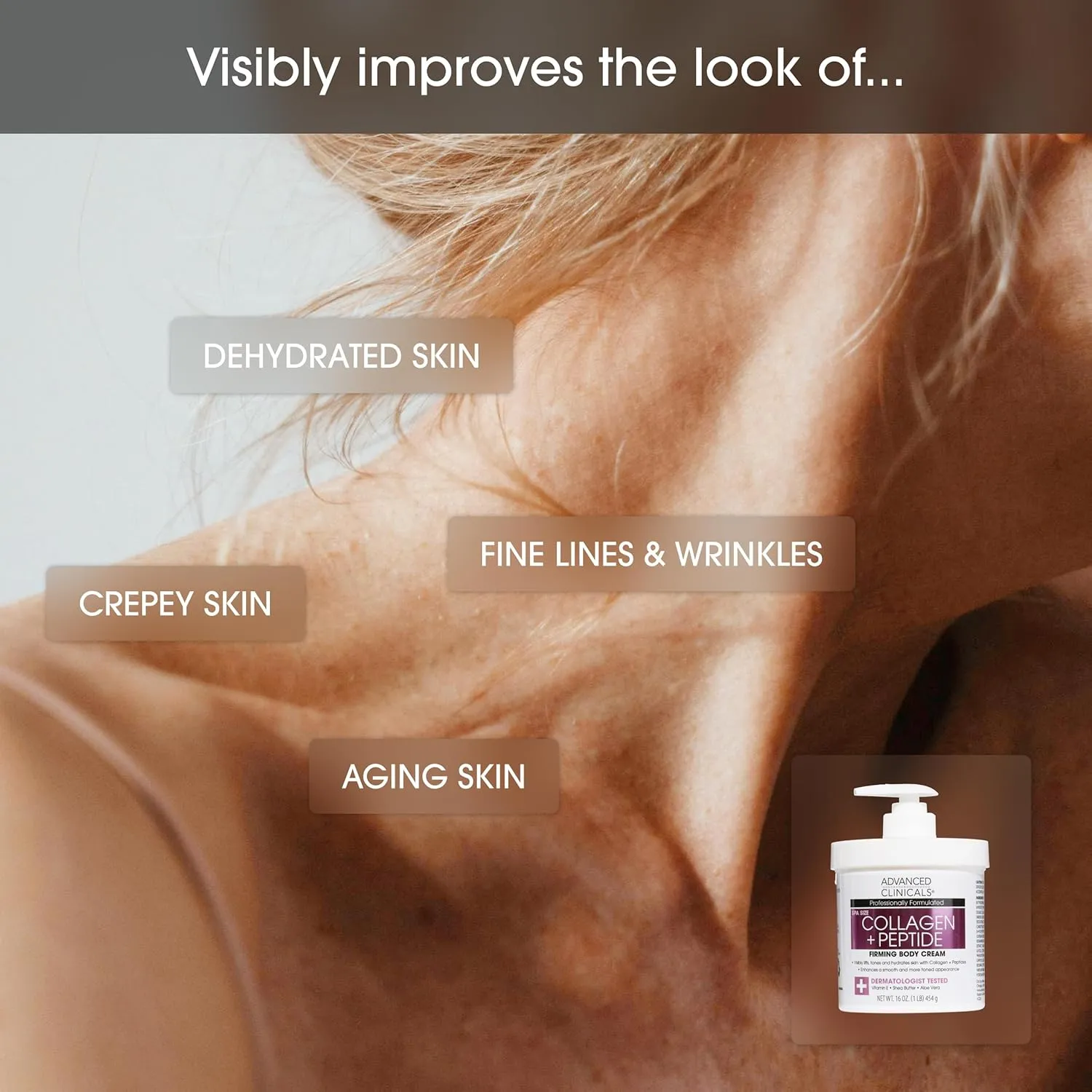 Advanced Clinicals Retinol Cream   Collagen Peptides Body Moisturizer & Face Lotion 2PC Skin Care Set | Dry Skin Body Lotion For Women & Men To Help Improve Appearance Of Crepey Skin, 2PC Bundle