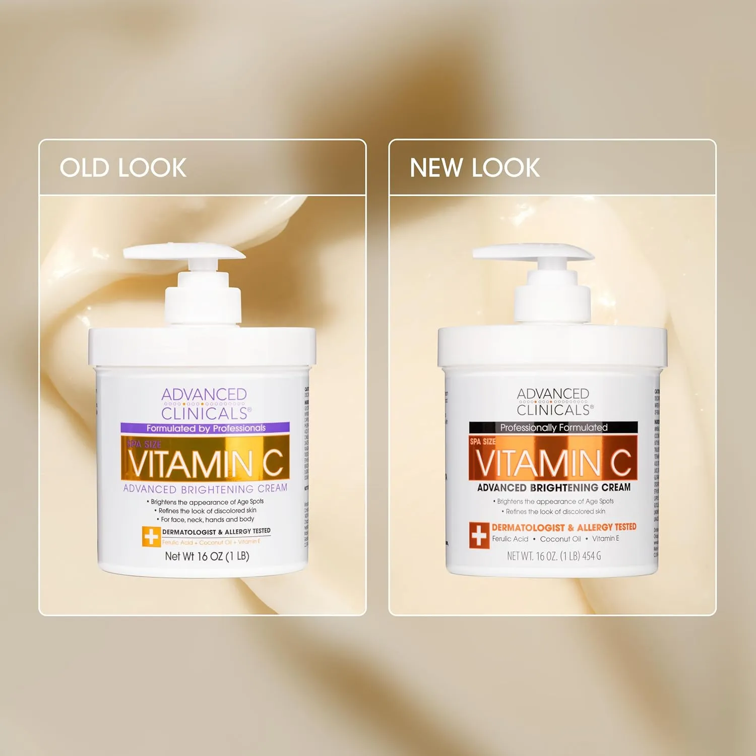 Advanced Clinicals Vitamin C Cream Visibly Brightening Body Lotion | Vitamin C Moisturizer Skin Care Body Cream For Women & Men Helps Visibly Improve Look Of Dark Spots & Uneven Skin Tone, 16 Ounce