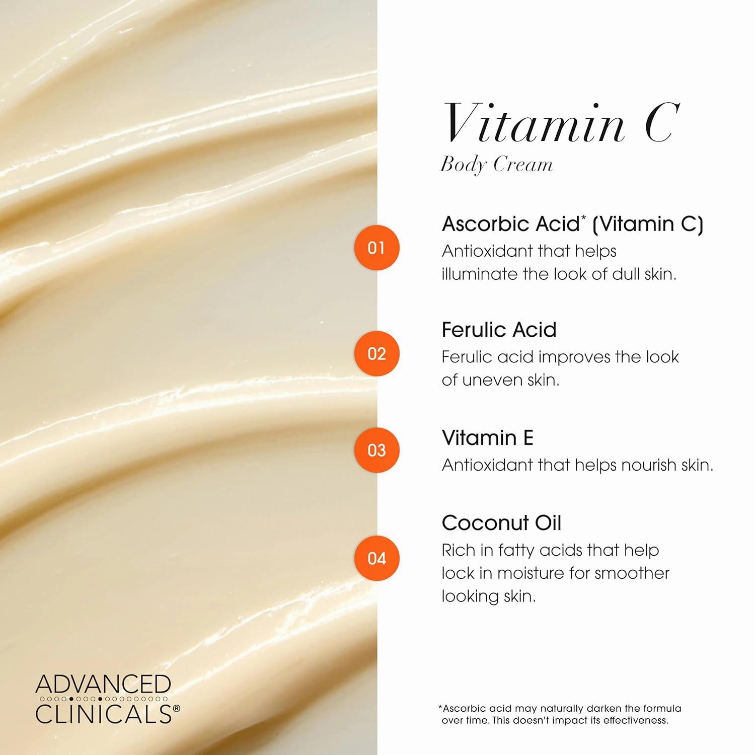 Advanced Clinicals Hyaluronic Acid Moisturzier   Brightening Vitamin C Cream 2pc Skincare Set For Women & Men | Face Moisturizer & Body Cream Helps Improve Look Of Crepey Skin & Uneven Skin Tone, 2pc