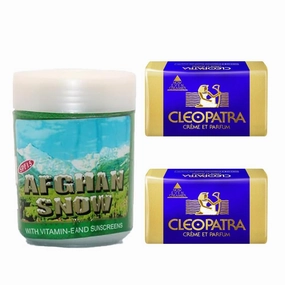 Afghan Snow Skin Cream from india (1x100 gm) Cleopatra Beauty Cream Soap Pack 2x120g saudi arabia UAE | For All Skin Type | Matte Finish | C2
