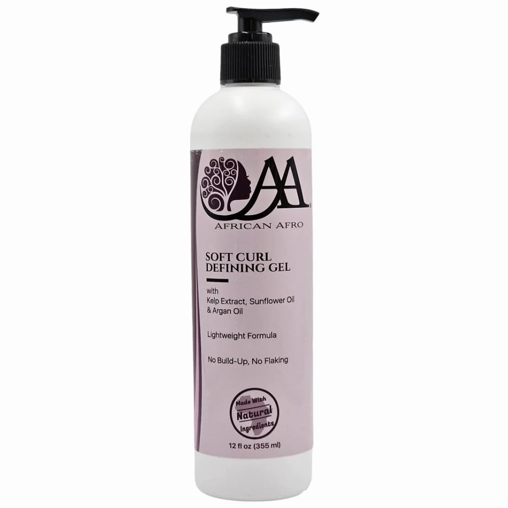 African Afro Soft Curl Defining Gel with Argan Oil, Moisturizing Hair Gel for Curls and Kinks, Lightweight Hair Styling Cream, No Buildup and Residue, All Natural, Cruelty-Free, 12 Fl Oz