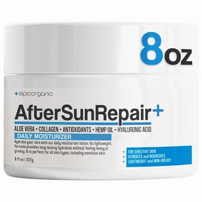 After Sun Daily Moisturizer & Repair | Vitamin E Cream | 24-Hour Hydration for Sun-Exposed Skin | Improves Skin Texture | Fragrance-Free Face and Body Lotion | 8 oz