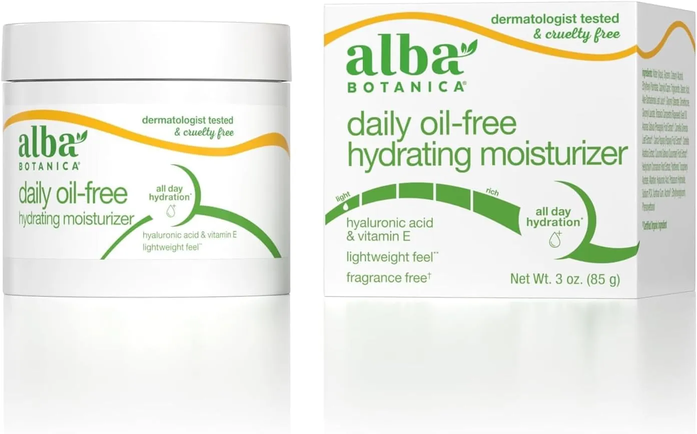 Alba Botanica Hawaiian Aloe and Green Tea Oil Free Skin Moisturizer - 3 Oz (Pack of 2)