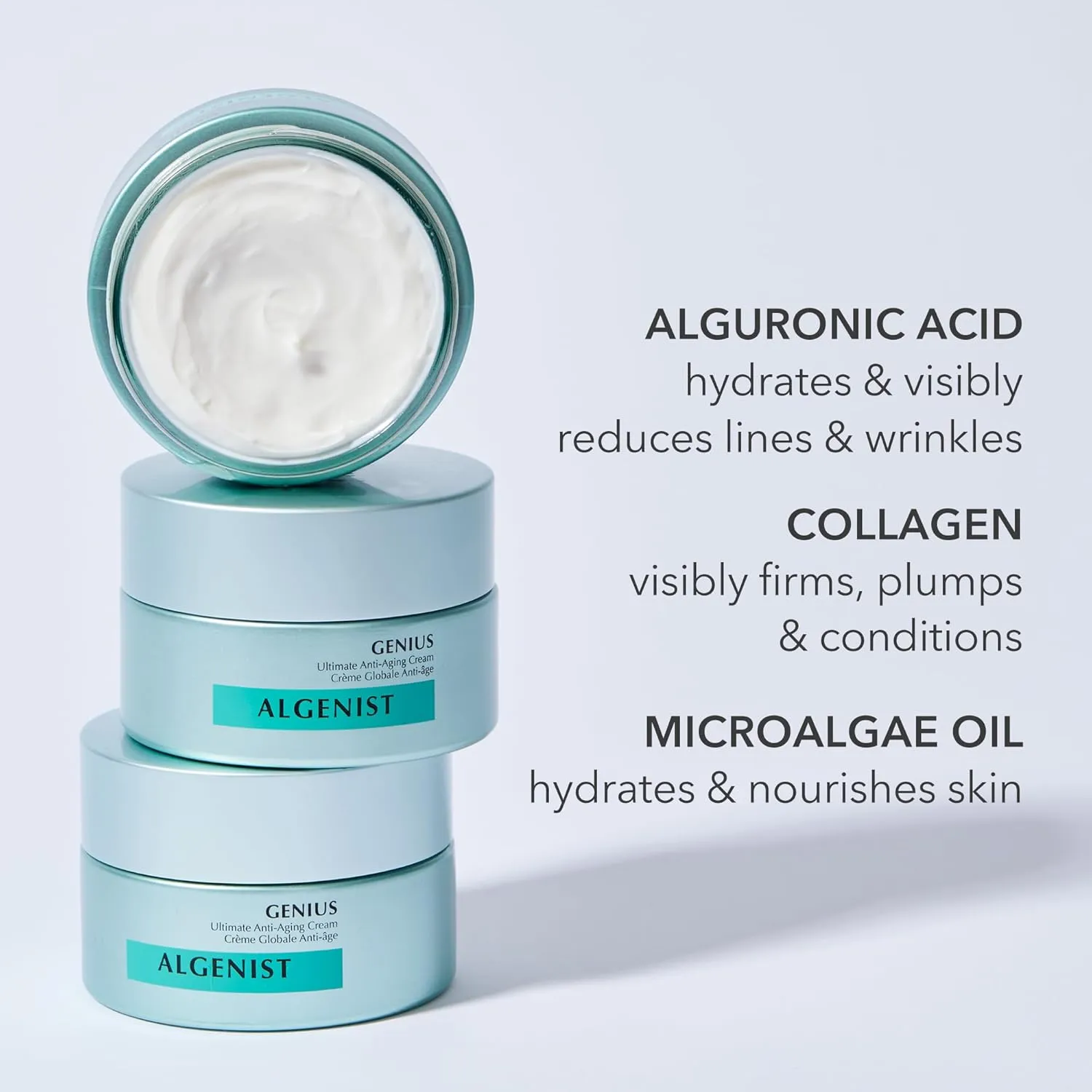 Algenist GENIUS Ultimate Anti-Aging Cream - Vegan Firming & Smoothing Moisturizer with Alguronic Acid & Microalgae Oil - Non-Comedogenic & Hypoallergenic Skincare