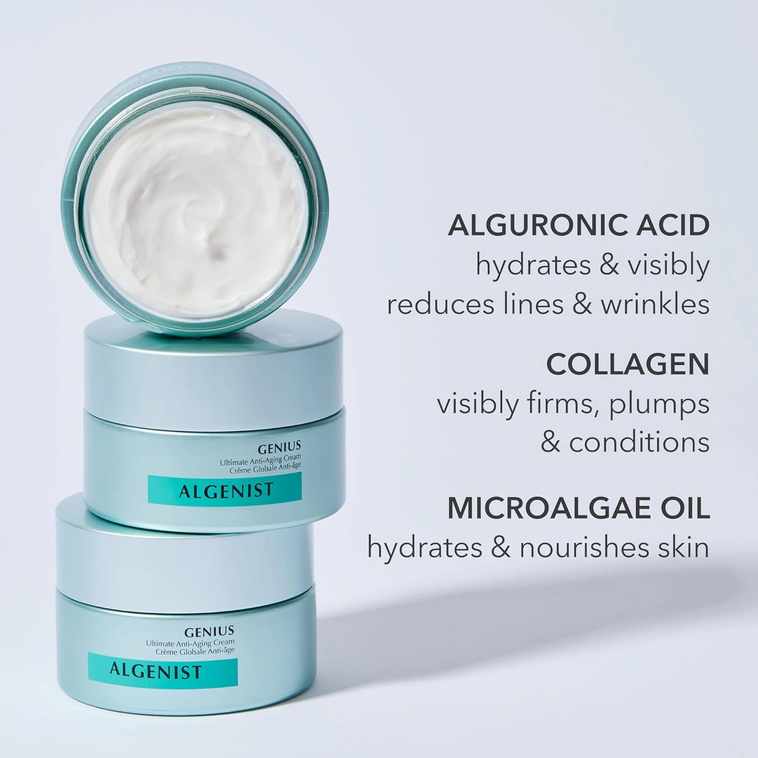 Algenist GENIUS Ultimate Anti-Aging Cream - Vegan Firming & Smoothing Moisturizer with Alguronic Acid & Microalgae Oil - Non-Comedogenic & Hypoallergenic Skincare