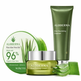 Aloderma Basic Aloe Firming & Nourishing Set - 4 Pieces - Firming Cream x 2pcs, Firming Cleanser, Aloe Vera Gel