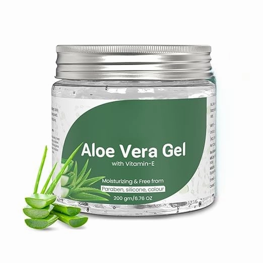Aloe Vera Gel with Vitamin E, 200g, Paraben & Silicone Free Moisturizer for Face, Skin & Hair