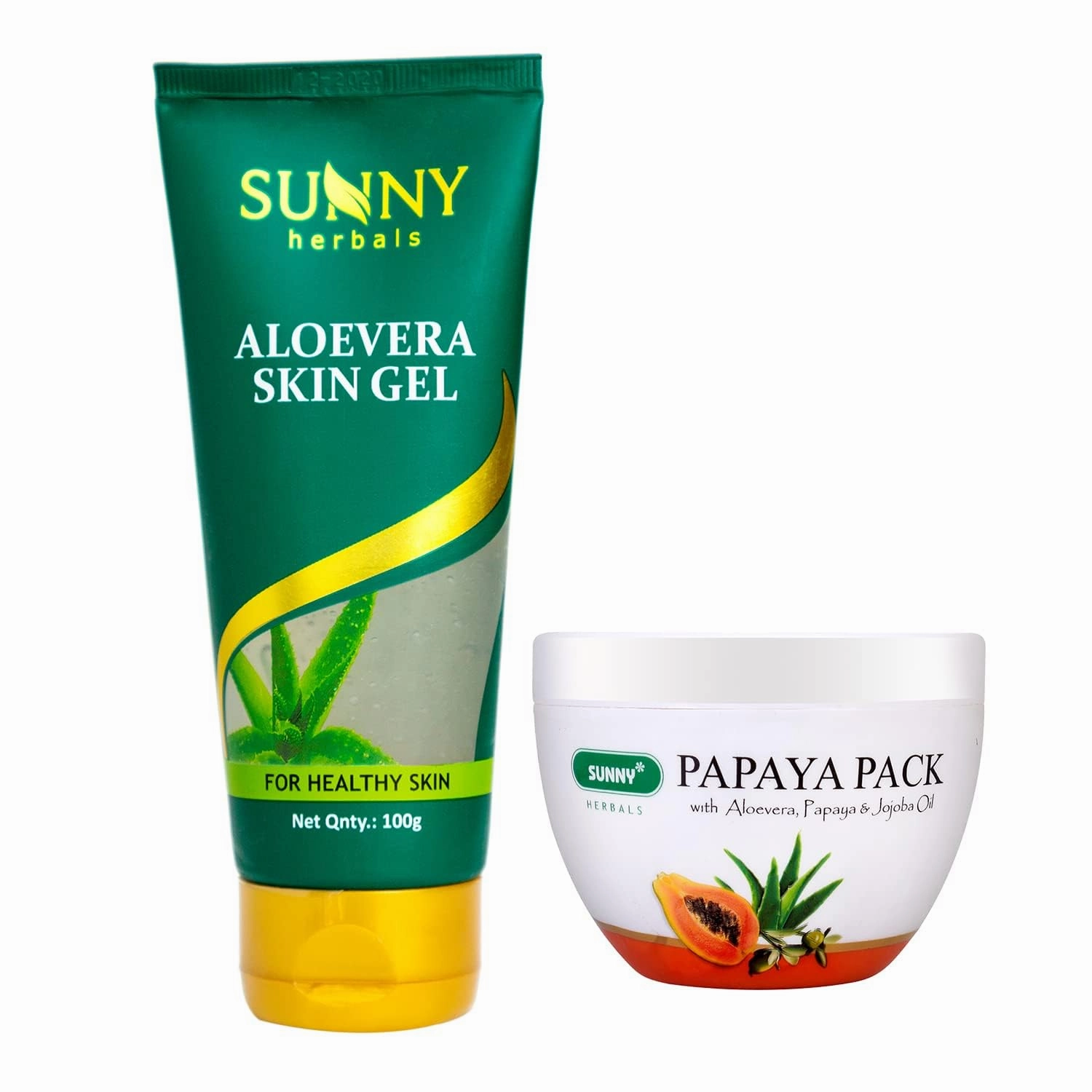 Aloe Vera Moisturizing Gel (100gm) & Papaya Pack (150 gm), Radiant, Glowing Skin - 250GM
