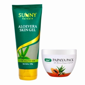 Aloe Vera Moisturizing Gel (100gm) & Papaya Pack (150 gm), Radiant, Glowing Skin - 250GM