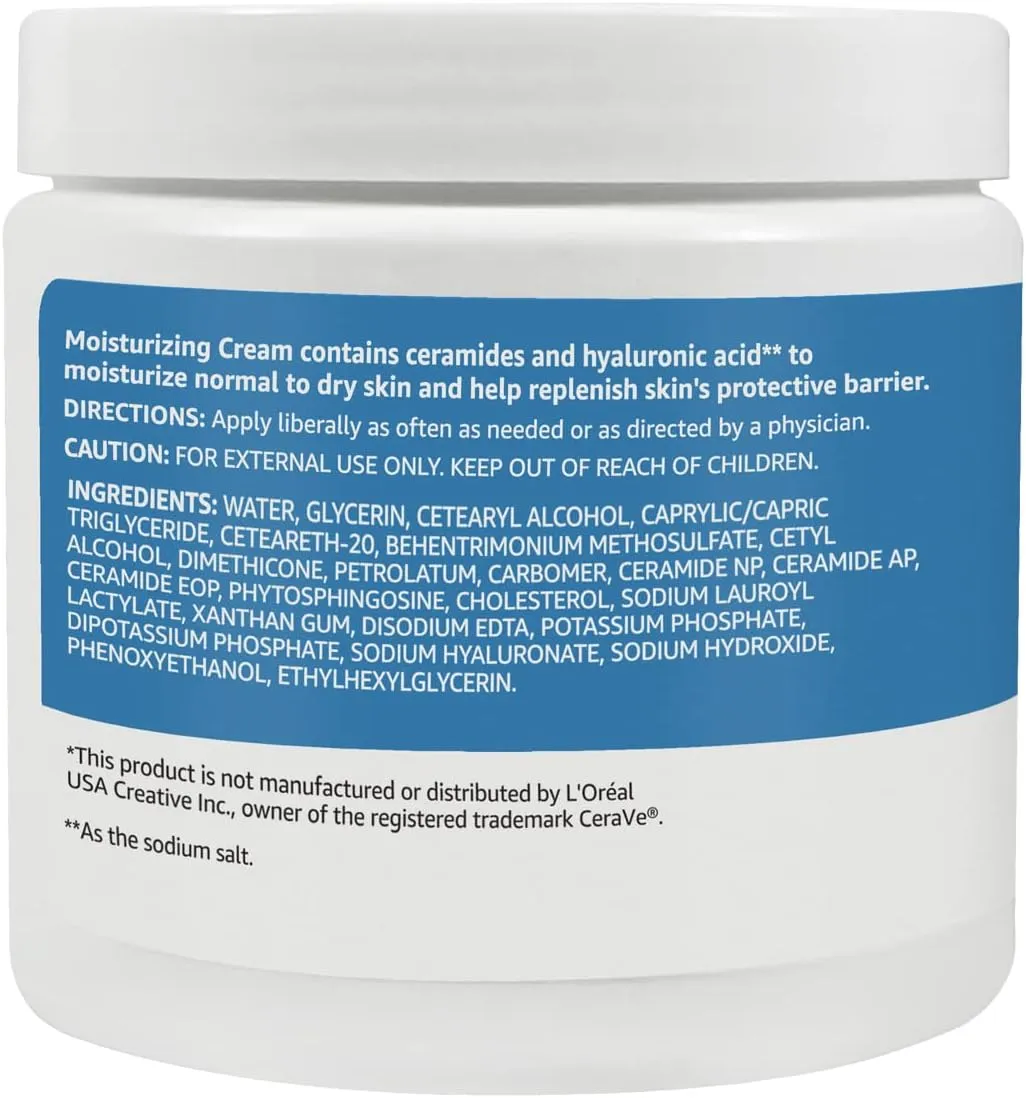 Amazon Basics Moisturizer Cream for Face, Dry Skin, Hydrating , 16 Ounces, 2-Pack
