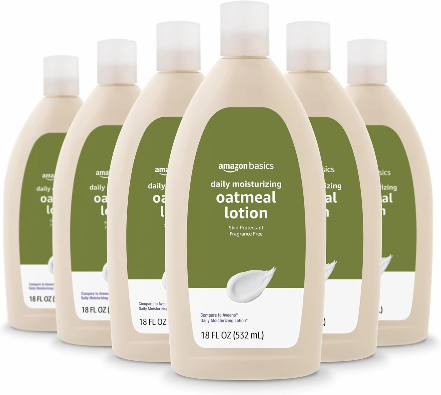 Amazon Basics Daily Oatmeal Body Lotion and Skin Protectant Moisturizer, Fragrance Free, 18 Fl Oz (Pack of 6) (Previously Solimo)