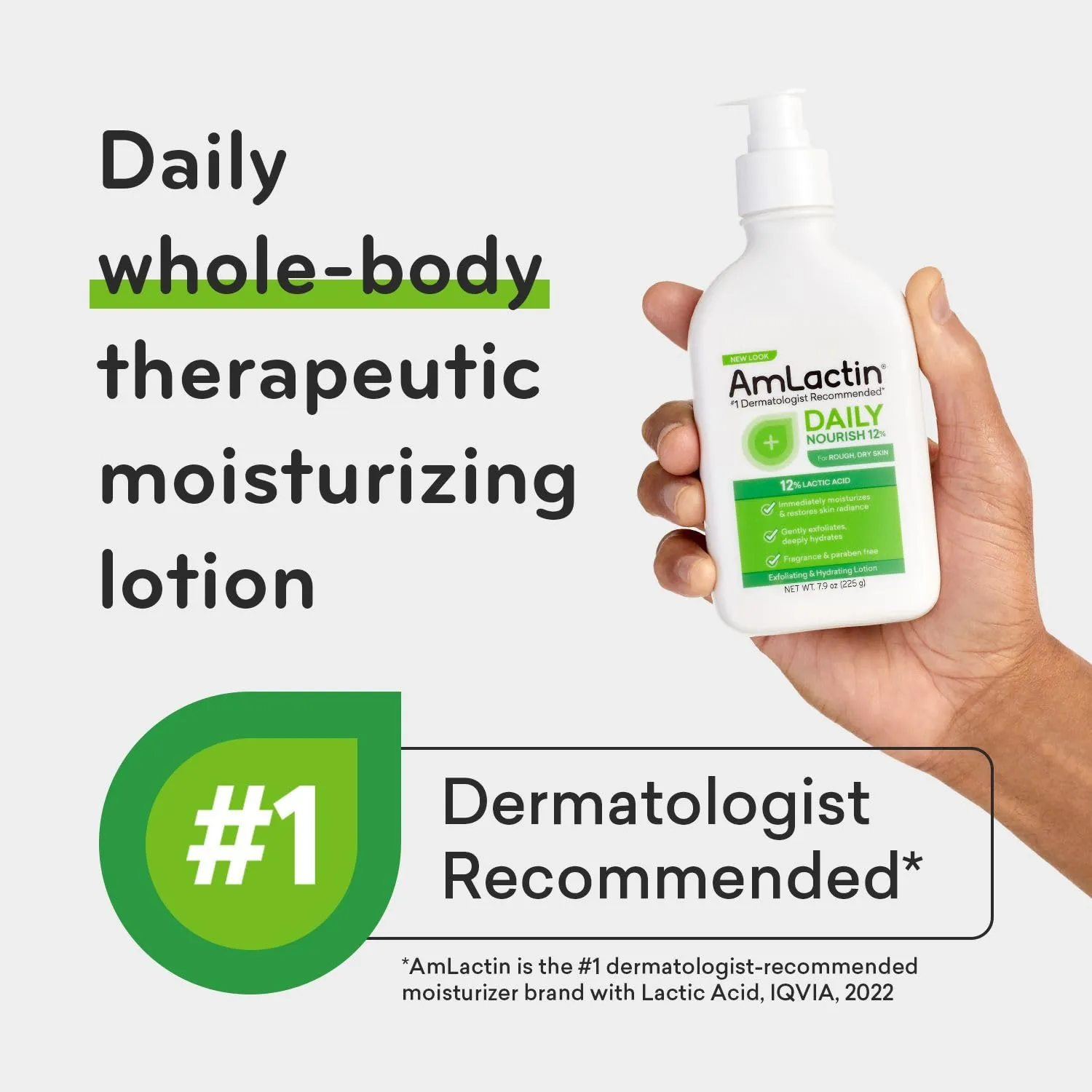 AmLactin Daily Nourish 12% - 14.1 oz Body Lotion with 12% Lactic Acid - Exfoliator and Moisturizer for Dry Skin (Packaging May Vary)​