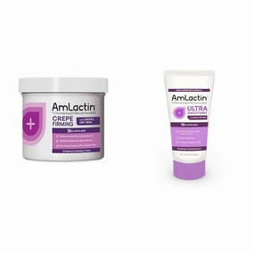 AmLactin Crepe Firming Cream - 12 oz Body Cream with 15% Lactic Acid - Exfoliator and Moisturizer for Crepey, Dry Skin​ & Ultra Smoothing - 4.9 oz Body & Hand Cream with 15% Lactic Acid