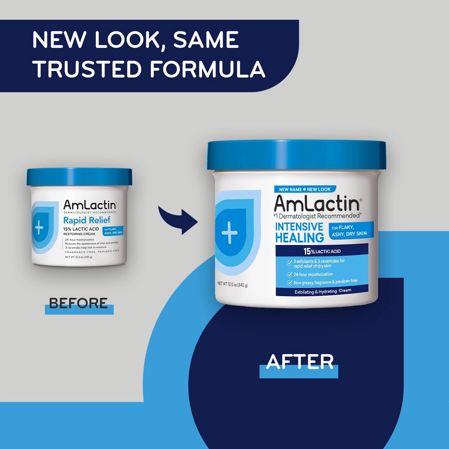 AmLactin Intensive Healing Body Cream – 12 oz Tub & Daily Nourish 12% - 14.1 oz Body Lotion with 12% Lactic Acid