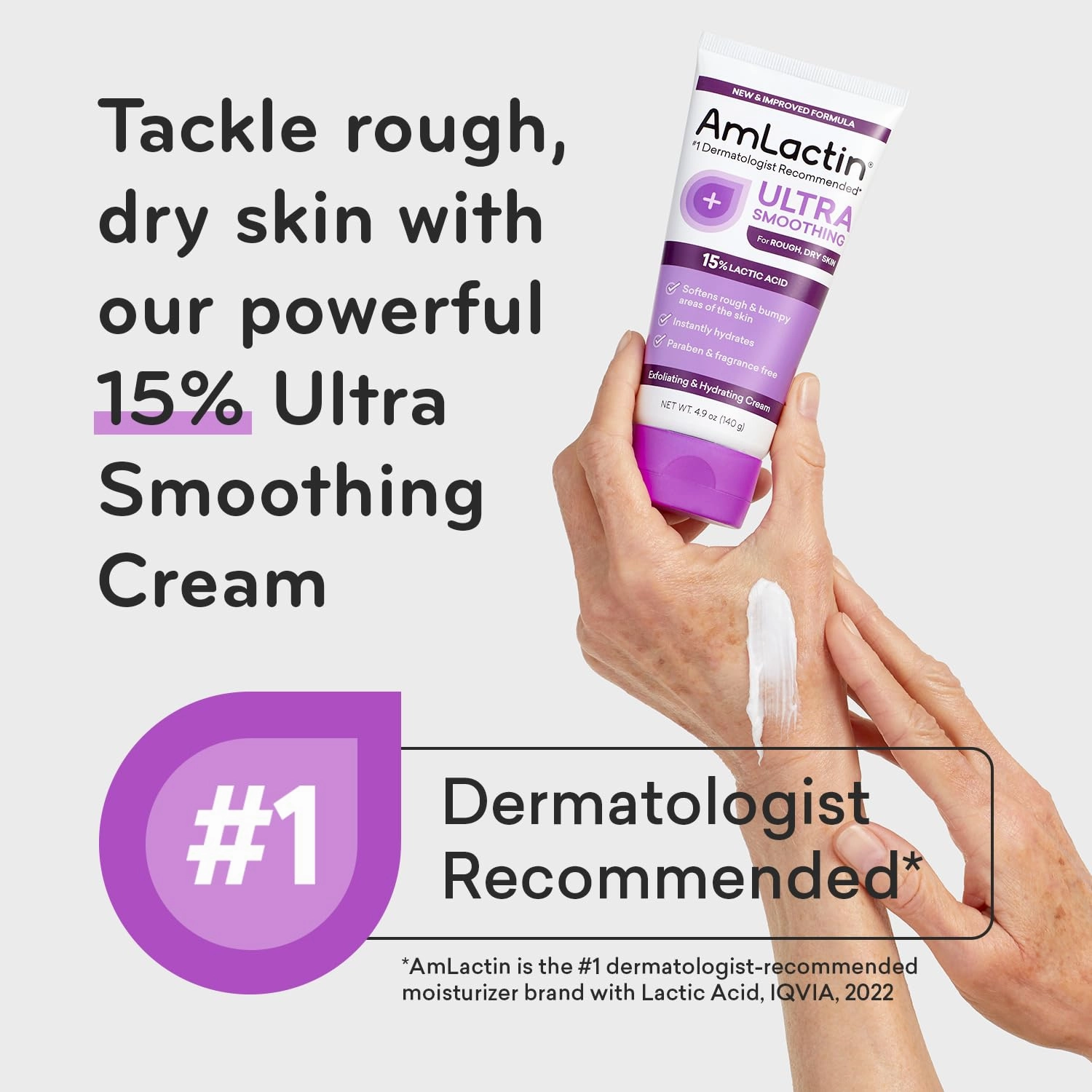 AmLactin Intensive Healing Body Lotion for Dry Skin – 7.9 oz Pump Bottle & Ultra Smoothing-4.9 oz Body & Hand Cream with 15% Lactic Acid-Exfoliator and Moisturizer for Rough and Bumpy Dry Skin