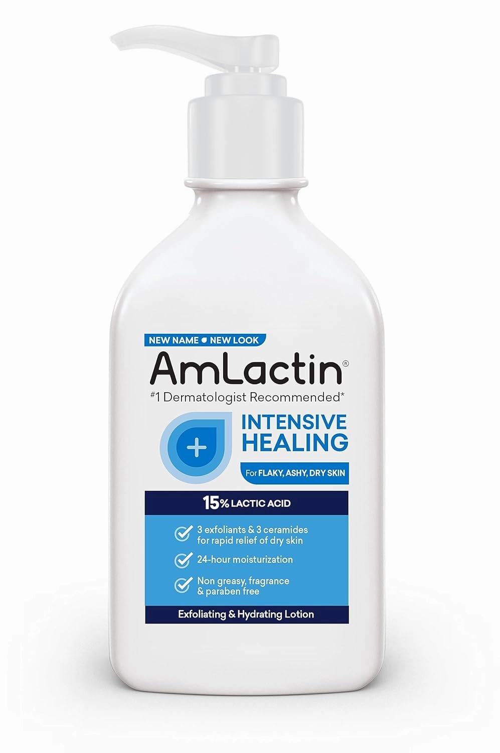 AmLactin Intensive Healing Body Lotion for Dry Skin – 7.9 oz Pump Bottle & Ultra Smoothing-4.9 oz Body & Hand Cream with 15% Lactic Acid-Exfoliator and Moisturizer for Rough and Bumpy Dry Skin