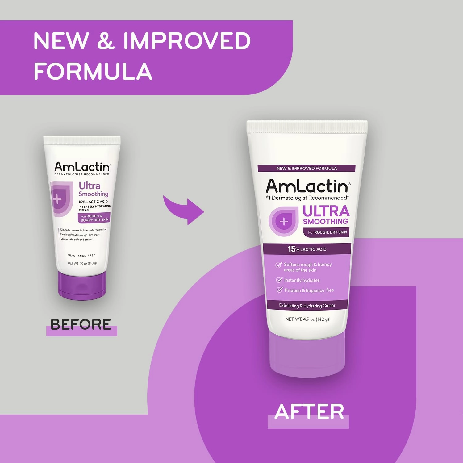 AmLactin Intensive Healing Body Lotion for Dry Skin – 7.9 oz Pump Bottle & Ultra Smoothing-4.9 oz Body & Hand Cream with 15% Lactic Acid-Exfoliator and Moisturizer for Rough and Bumpy Dry Skin
