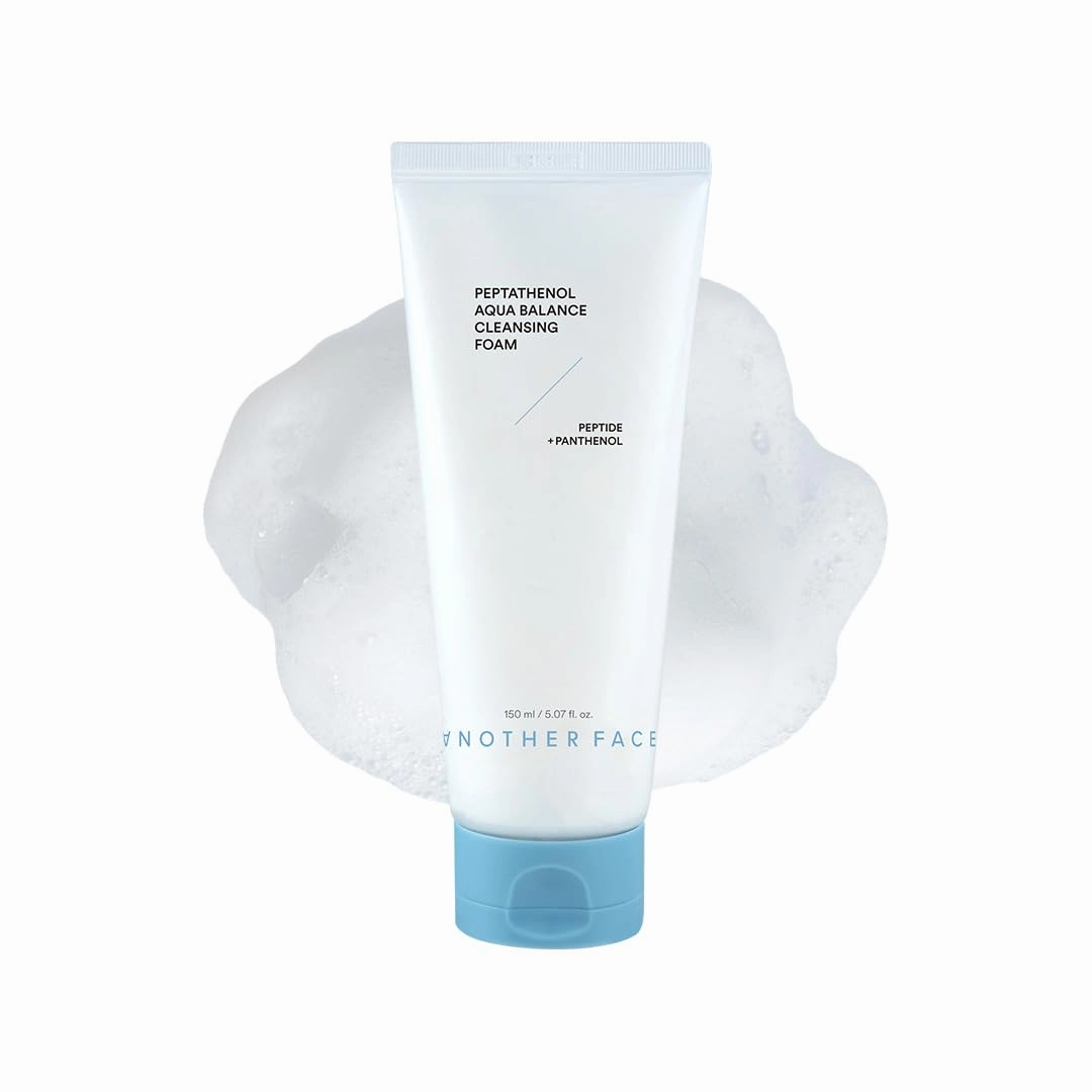 ANOTHERFACE PEPTATHENOL™ Aqua Balance Cleansing Foam 5.07 Fl. Oz., Daily Low pH Facial Deep Cleanser, Cleansing Sunscreen, Hydrating Bubble Foam, Korean Skin Care, Mild for Sensitive Skin, Vegan