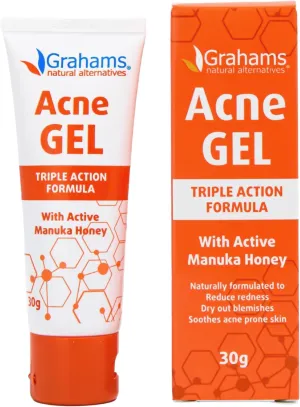 Anti Acne Gel 30g | Pimple Cream Spot Moisturizer for Acne Prone Skin | Face, Back & Body | Witch Hazel, Manuka Honey, Aloe Vera | Morning & Night Treatment | Oil & Blemish Control